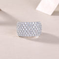 Multi-Row Moissanite Wide Band Ring in Sterling Silver