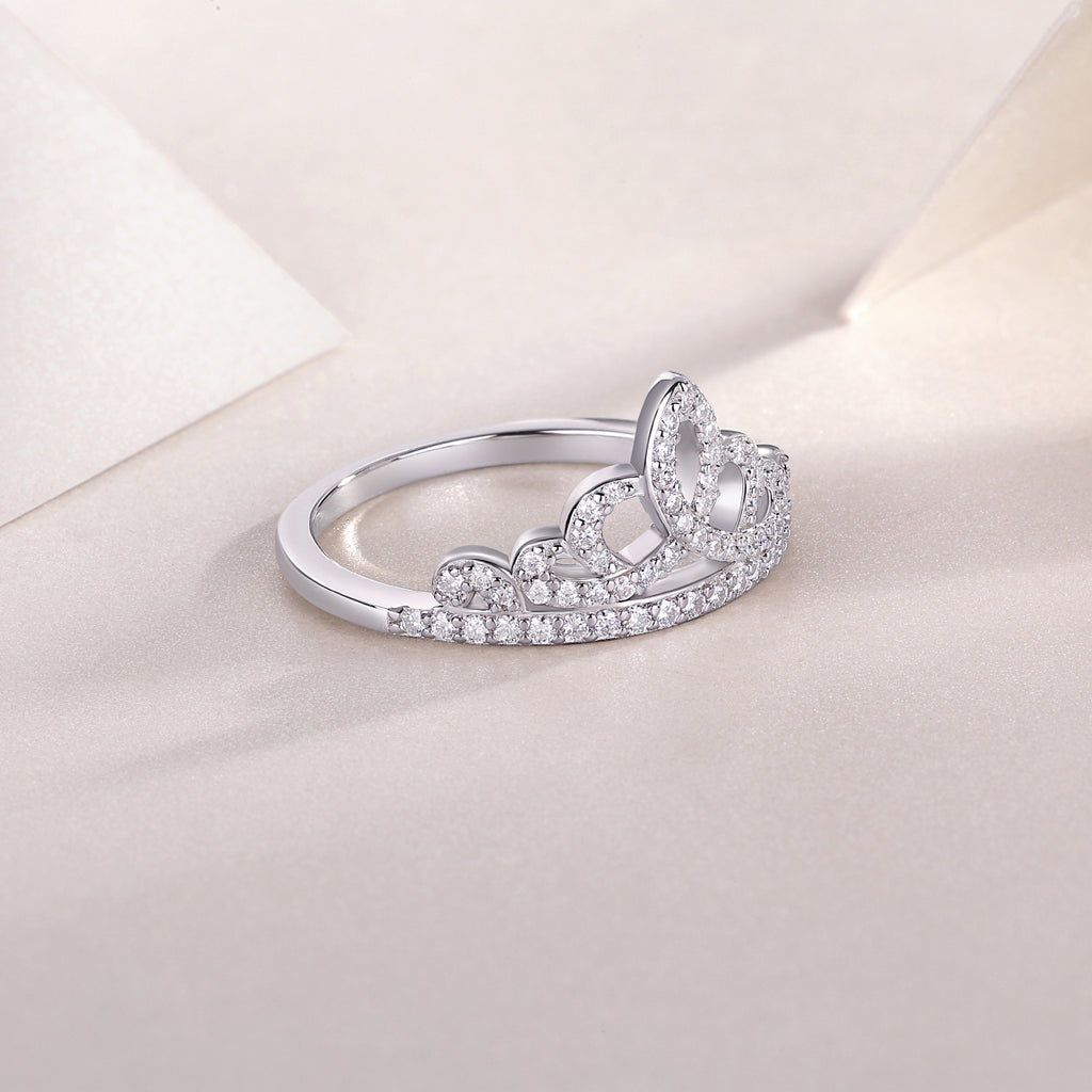 Moissanite Crown Sterling Silver Ring