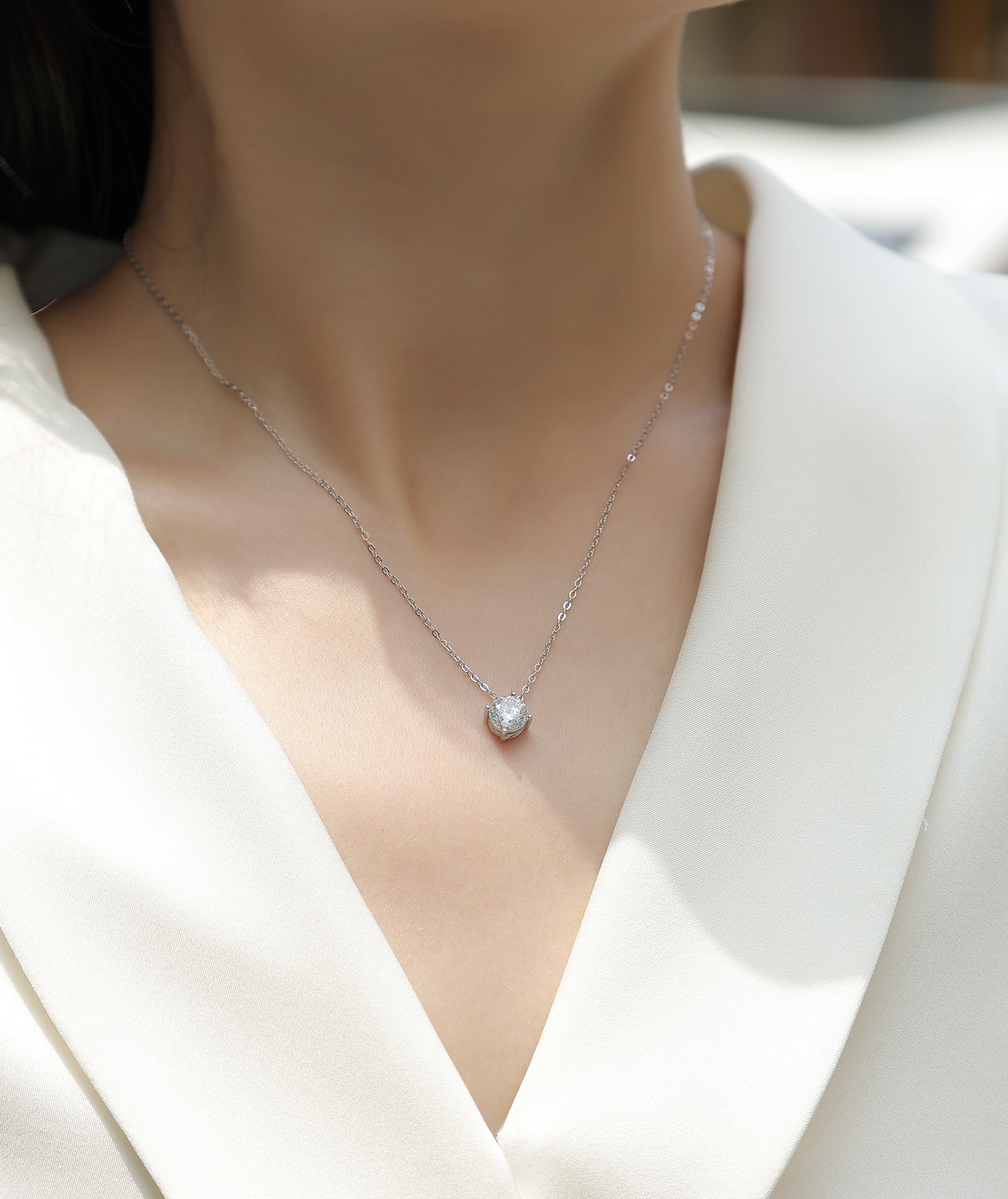 1-Carat Moissanite Pendant Necklace in S925 Sterling Silver