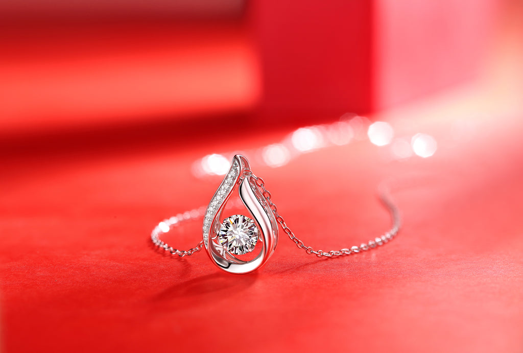 1 Carat Moissanite Drop Pendant Necklace