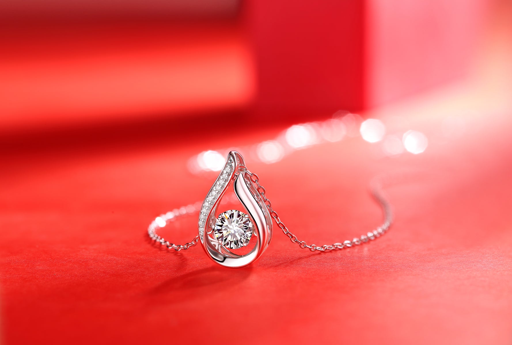 1 Carat Moissanite Drop Pendant Necklace