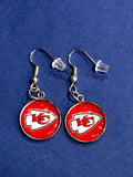 Handcrafted Kansas City Chiefs Logo Drop Earrings