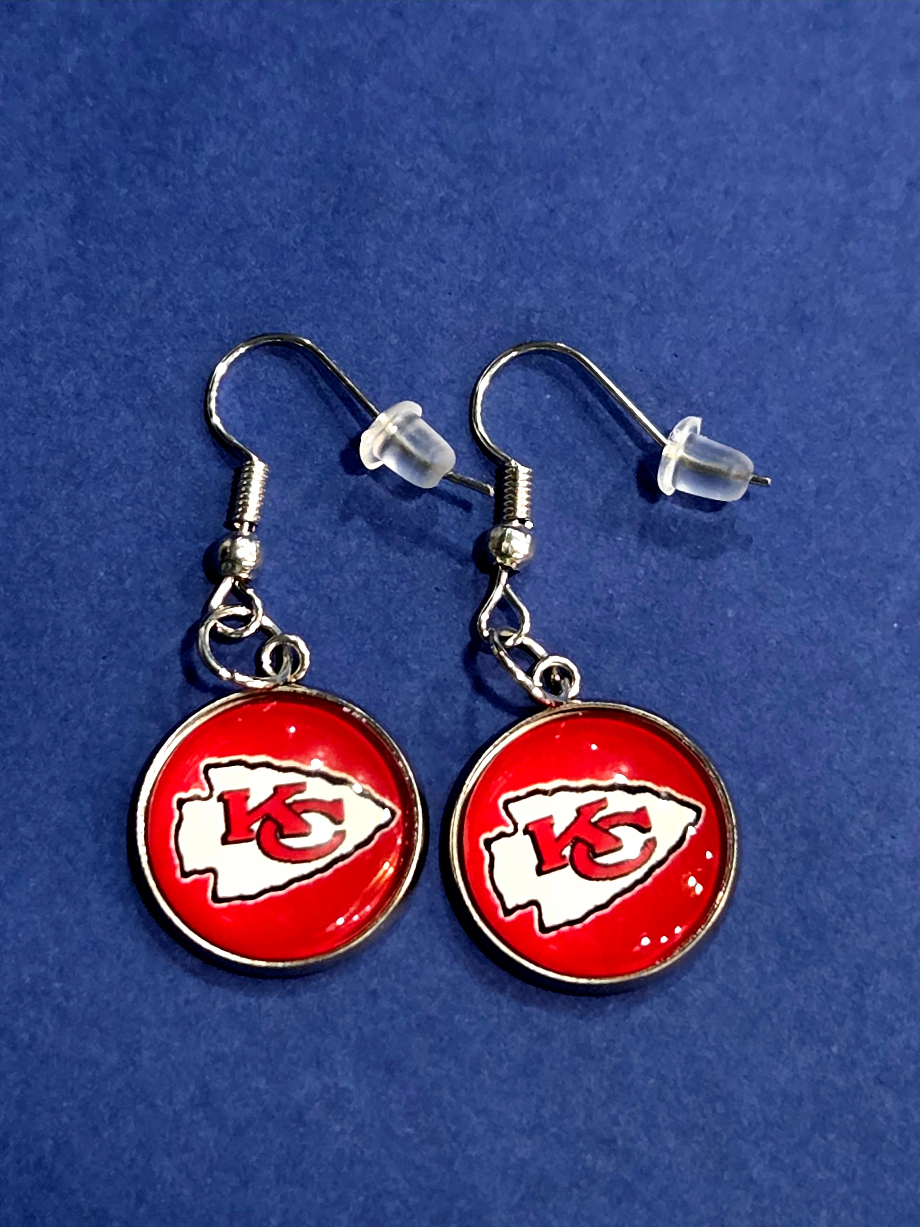 Handcrafted Kansas City Chiefs Logo Drop Earrings