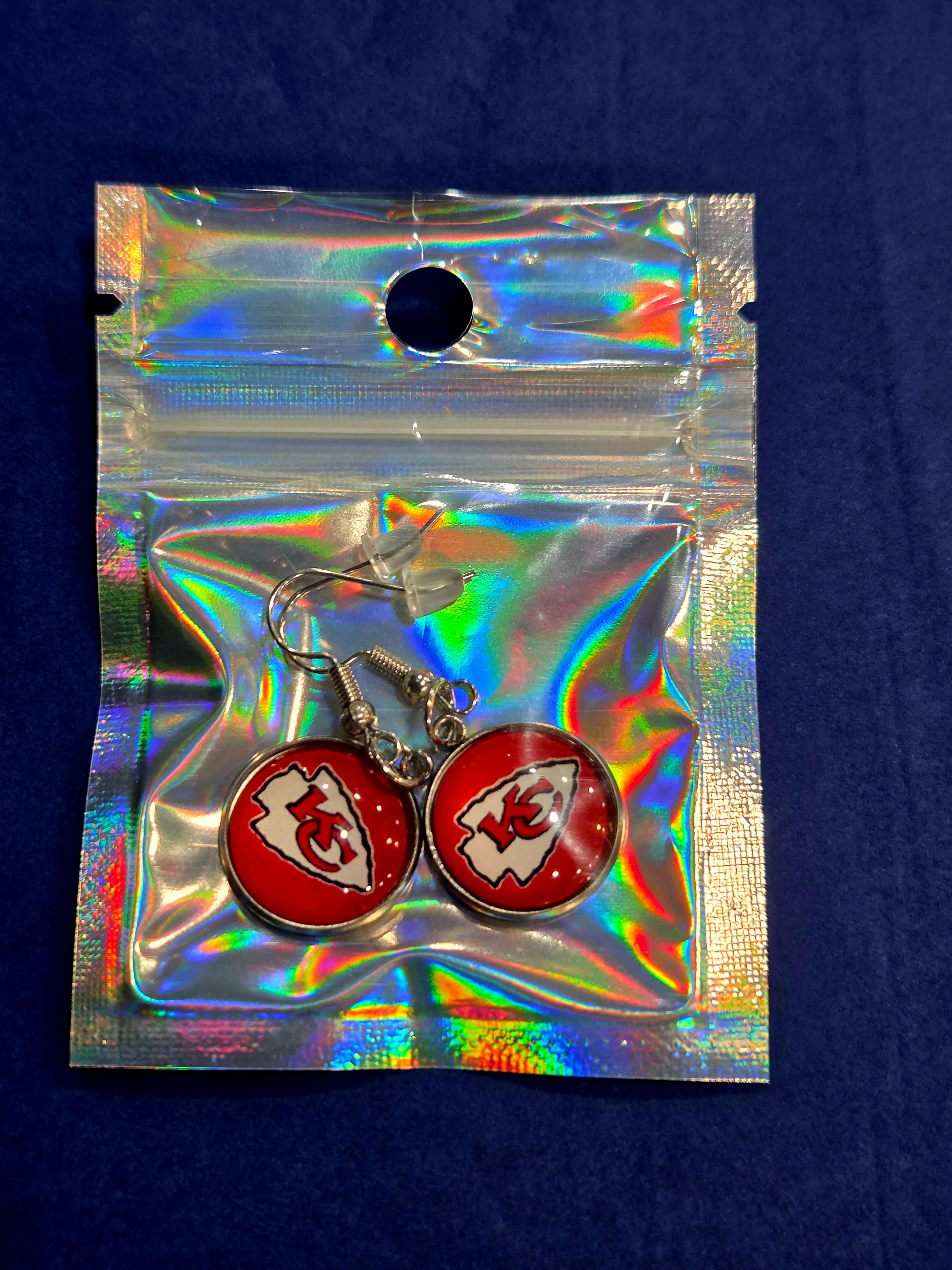 Handcrafted Kansas City Chiefs Logo Drop Earrings