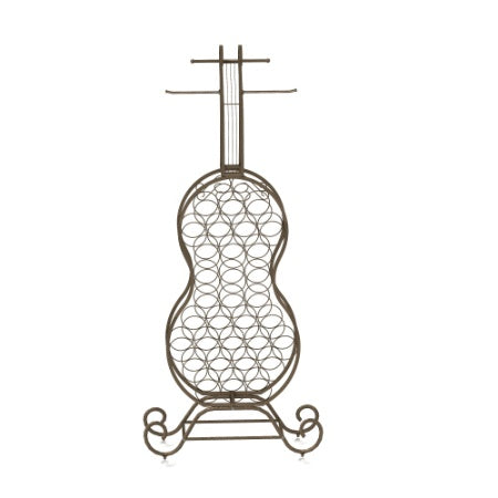 Cello-Shaped Wine Rack with Storage - Freestanding Baker's Rack