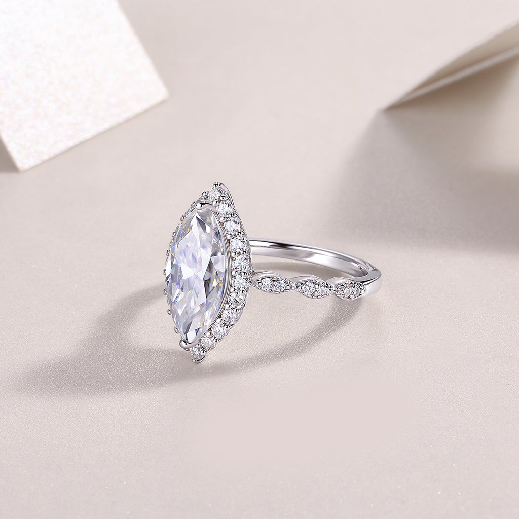 Marquise Moissanite Ring - S925 Sterling Silver Platinum-Plated