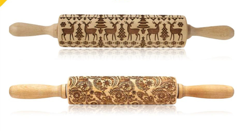 Embossed Holiday Rolling Pin - Various Designs and Sizes