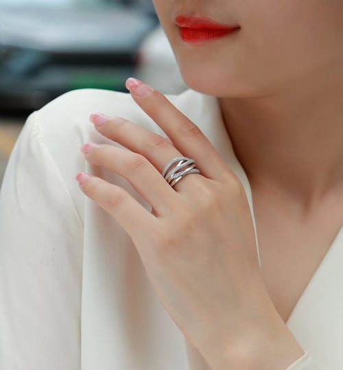 Brilliant Interweaving Moissanite Ring - S925 Sterling Silver Platinum Plated