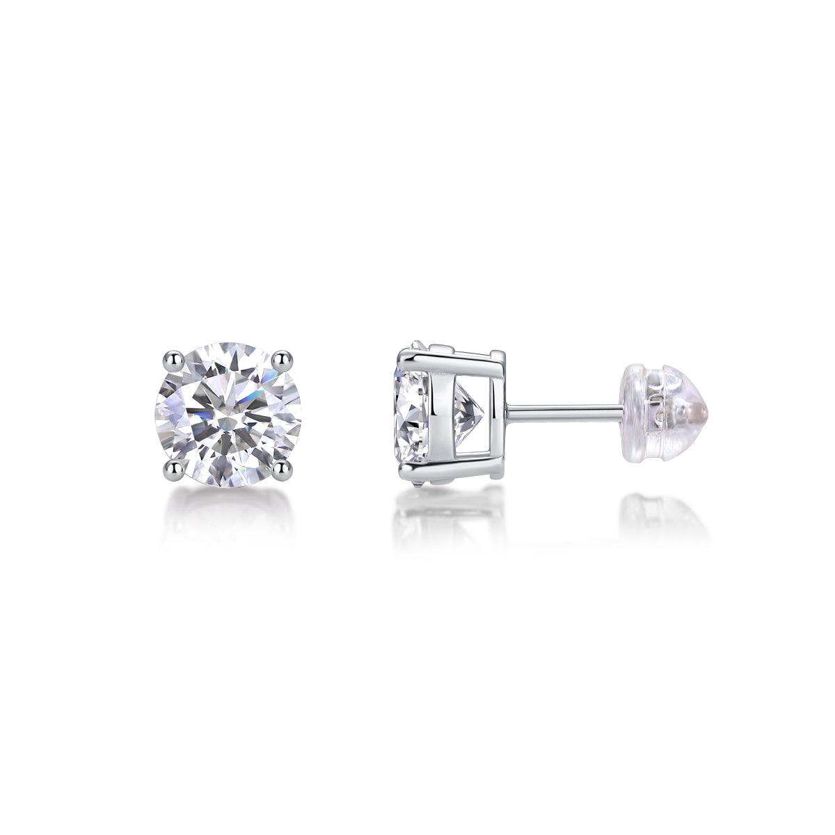 Classic Moissanite Stud Earrings — S925 Sterling Silver, 0.5ct / 1ct / 2ct