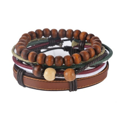 Leather Multilayer Bead Wrap Bracelet