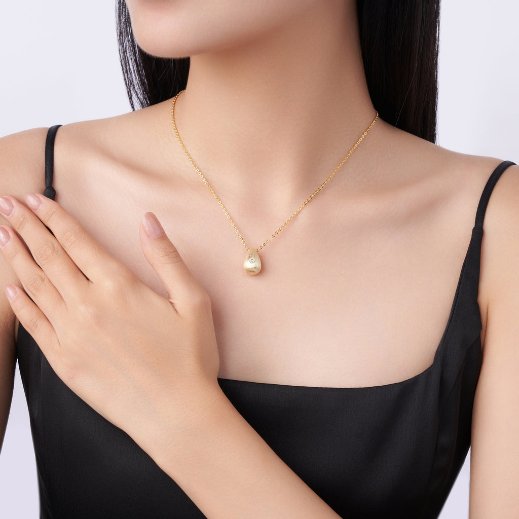 Moissanite Water Drop Gold Plated Necklace