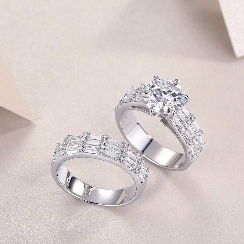 3-Carat Moissanite Platinum-Plated S925 Sterling Silver Ring