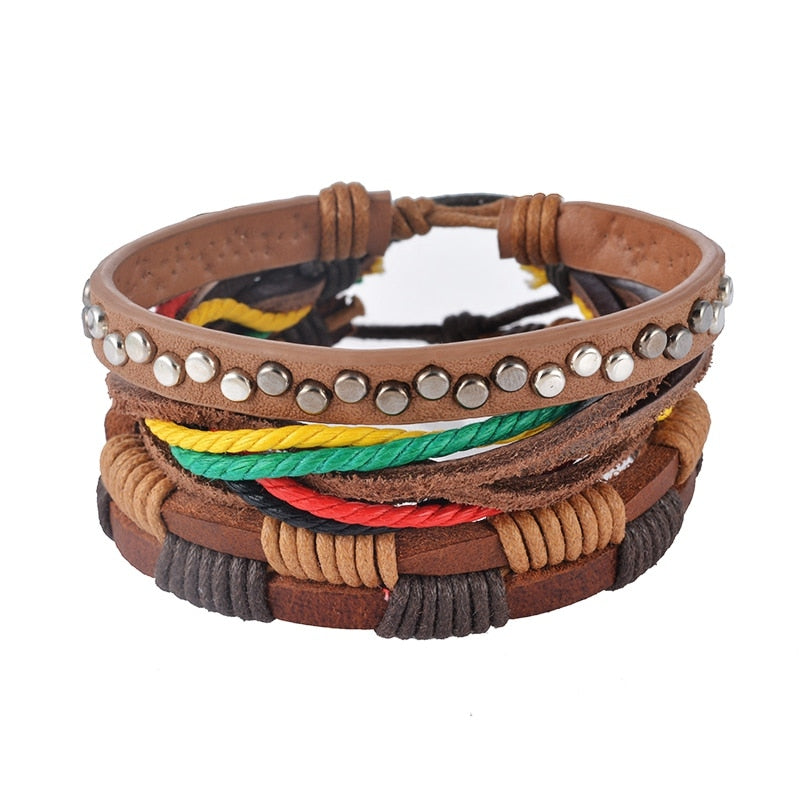 Leather Multilayer Bead Wrap Bracelet