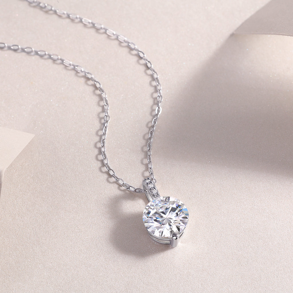 2-Carat Moissanite Necklace Pendant – S925 Sterling Silver with Platinum Plating