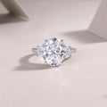 Oval Moissanite Platinum-Plated S925 Sterling Silver Ring