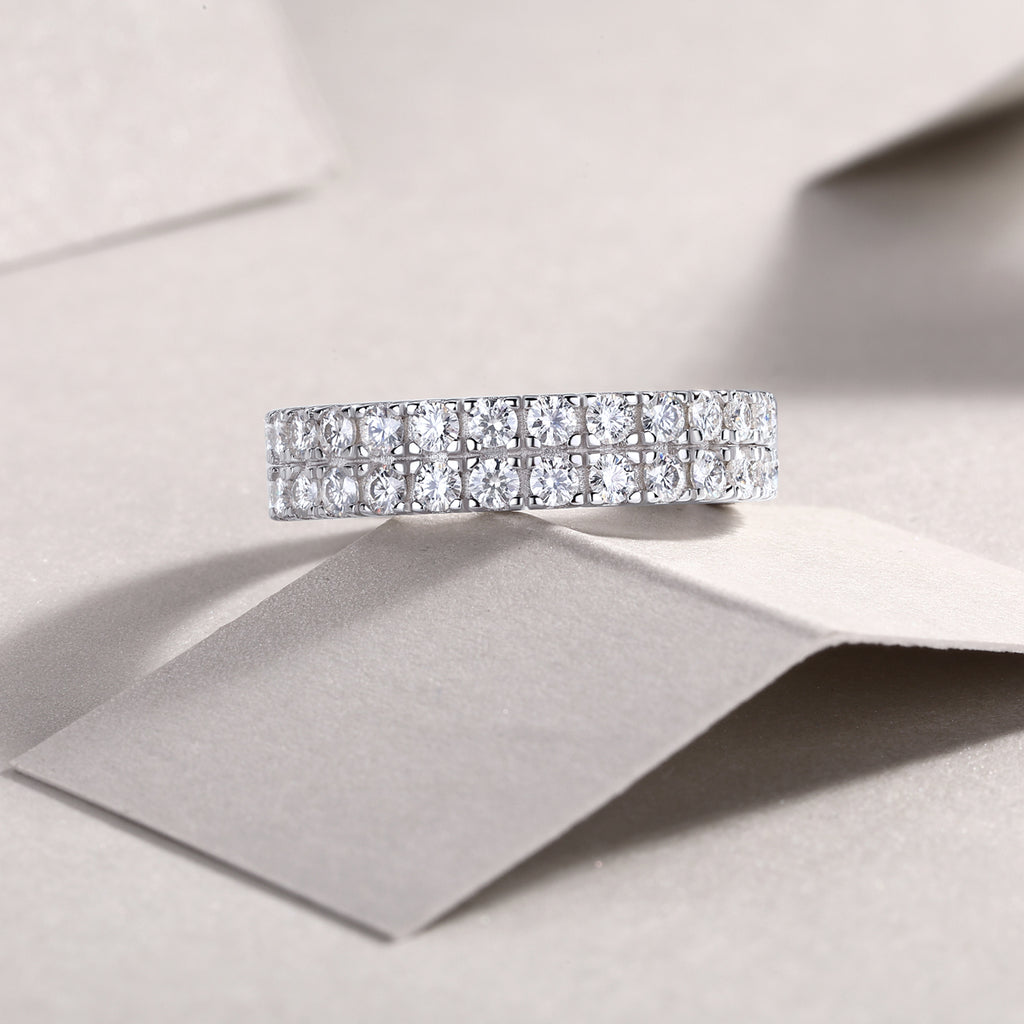 Multi-Row Moissanite S925 Sterling Silver Ring