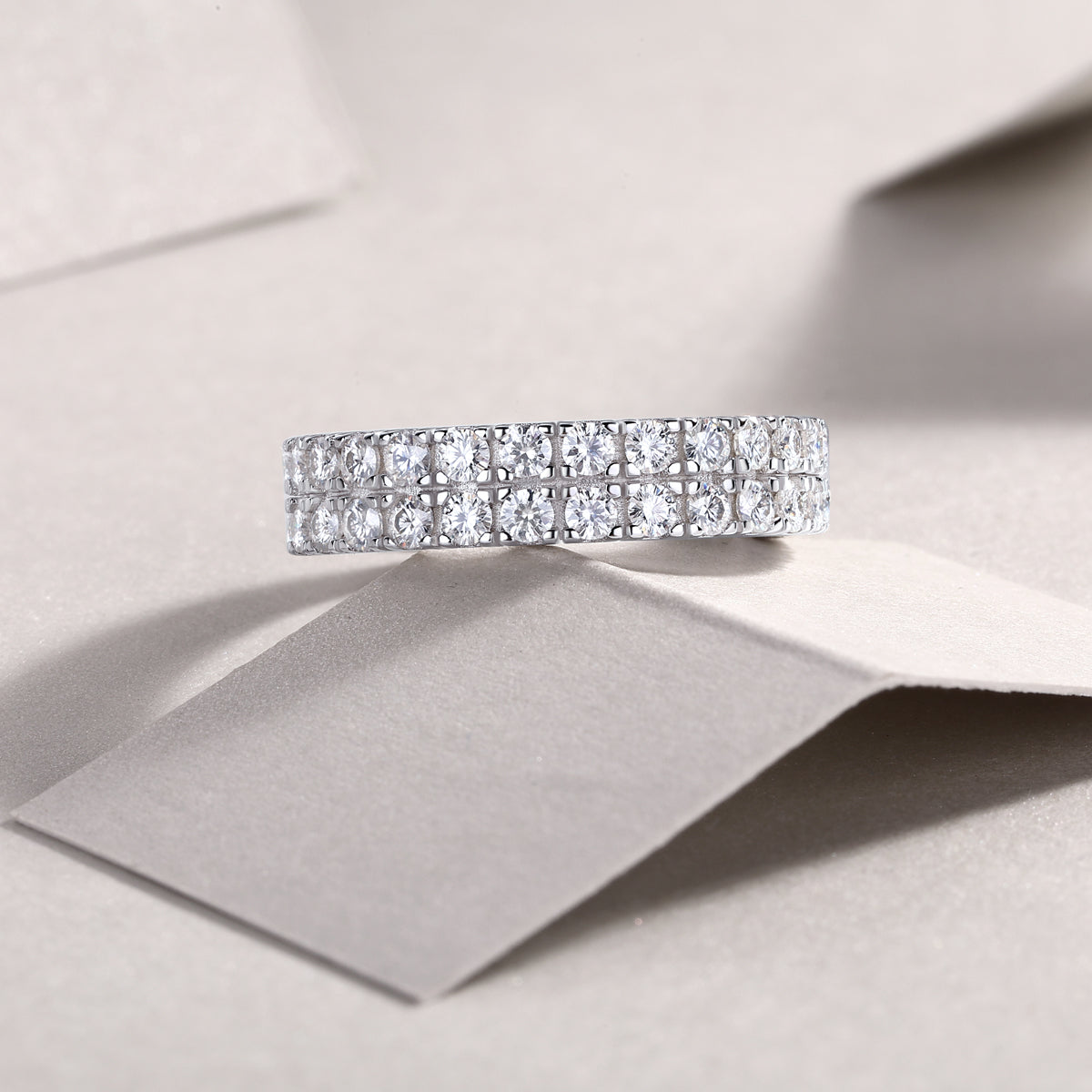 Multi-Row Moissanite S925 Sterling Silver Ring
