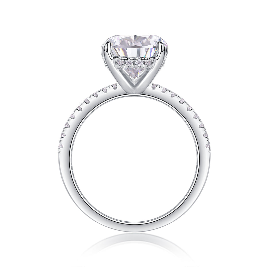 Light & Shadow Pear Moissanite Bezel Ring – S925 Sterling Silver, Platinum Plated