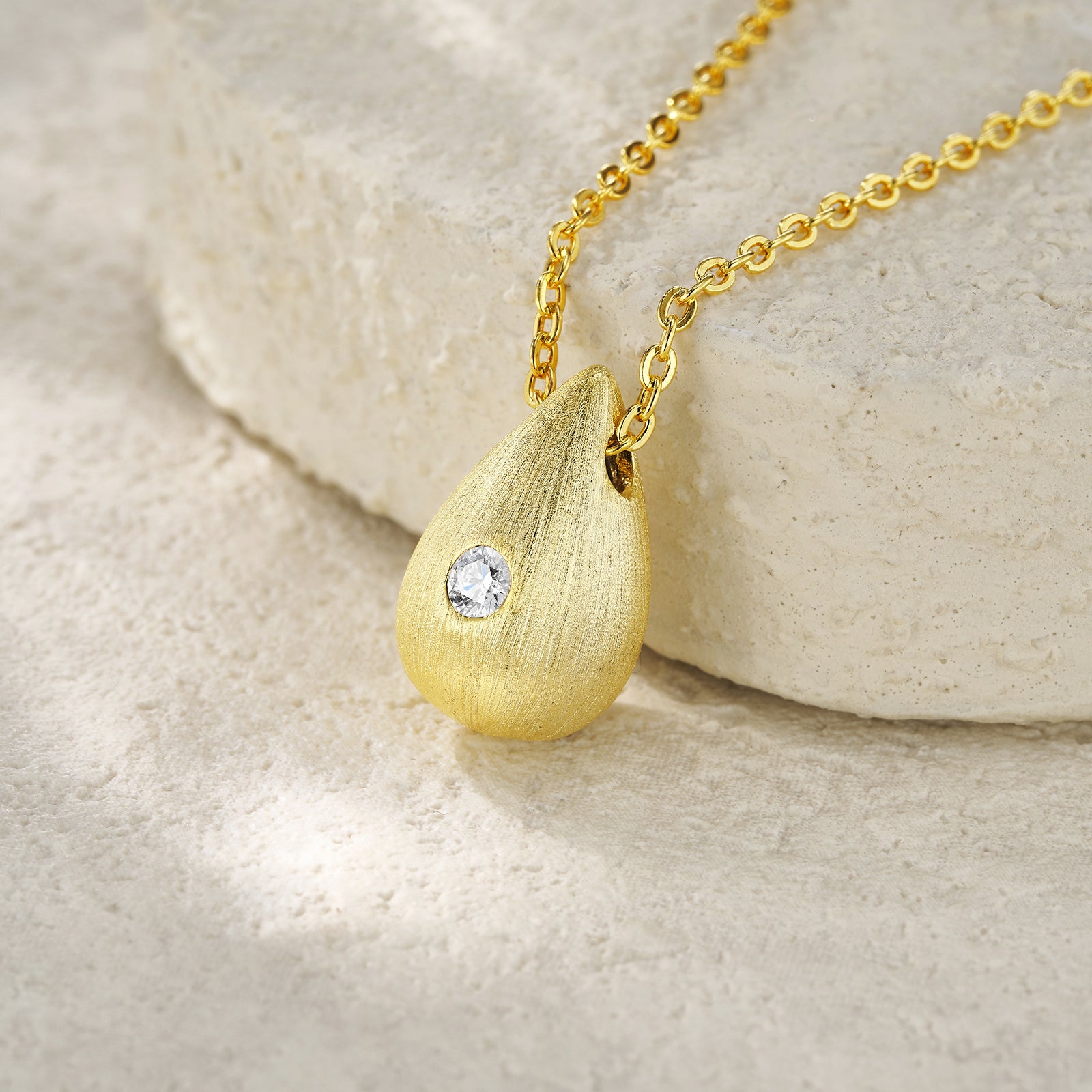 Moissanite Water Drop Gold Plated Necklace