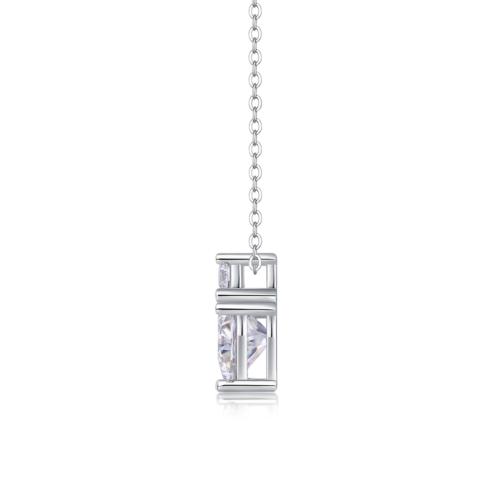 Heart Moissanite Necklace - S925 Sterling Silver Platinum-Plated with Chain