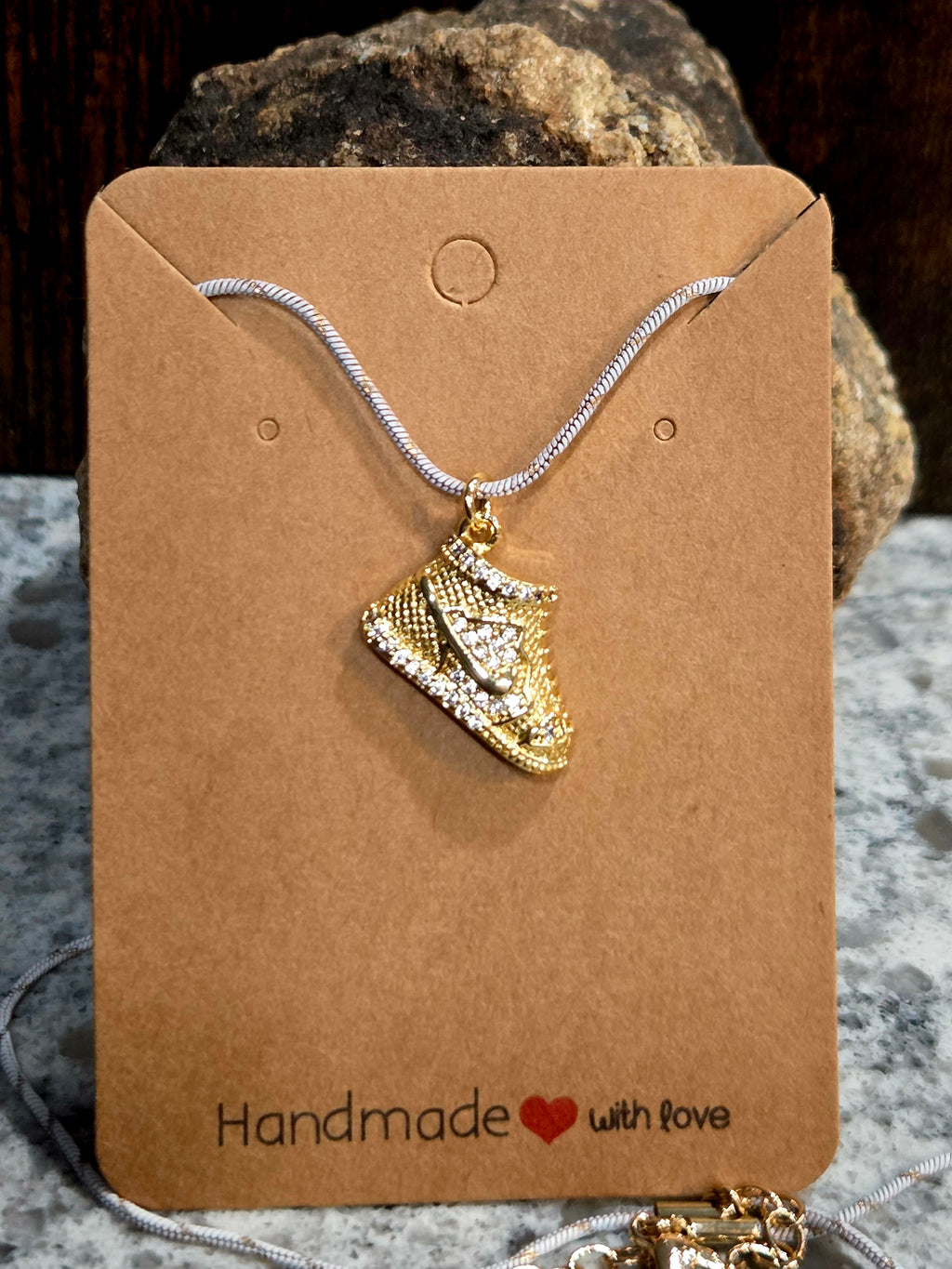 Nike Sneaker Shoe Necklace - Copper Pendant with Two-Tone Chain