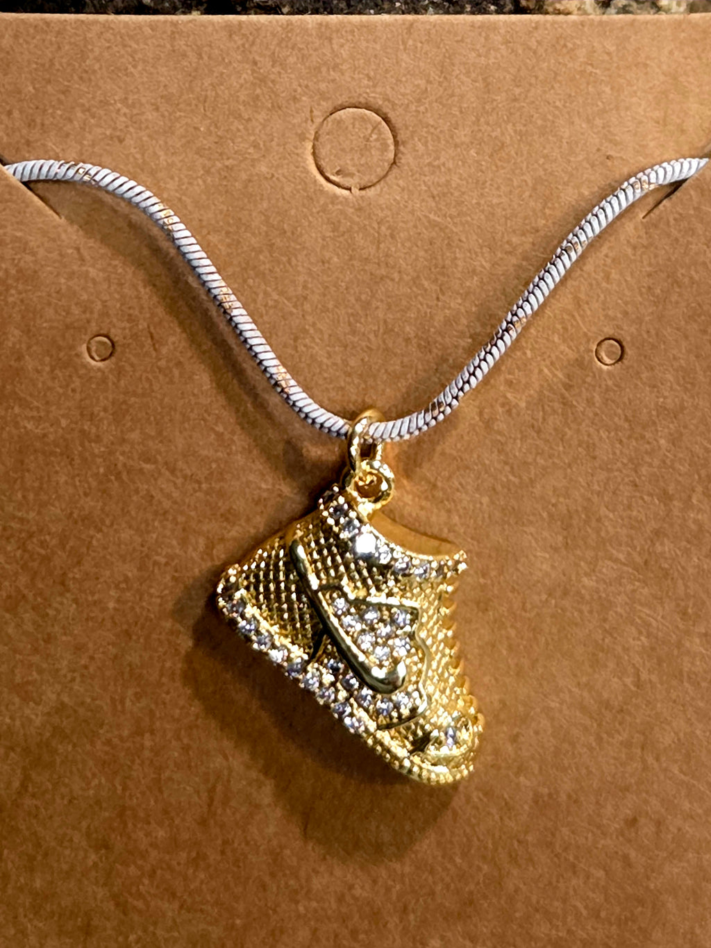 Nike Sneaker Shoe Necklace - Copper Pendant with Two-Tone Chain
