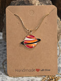 Saturn Planet Necklace - Cubic Zirconia with Gold Chain