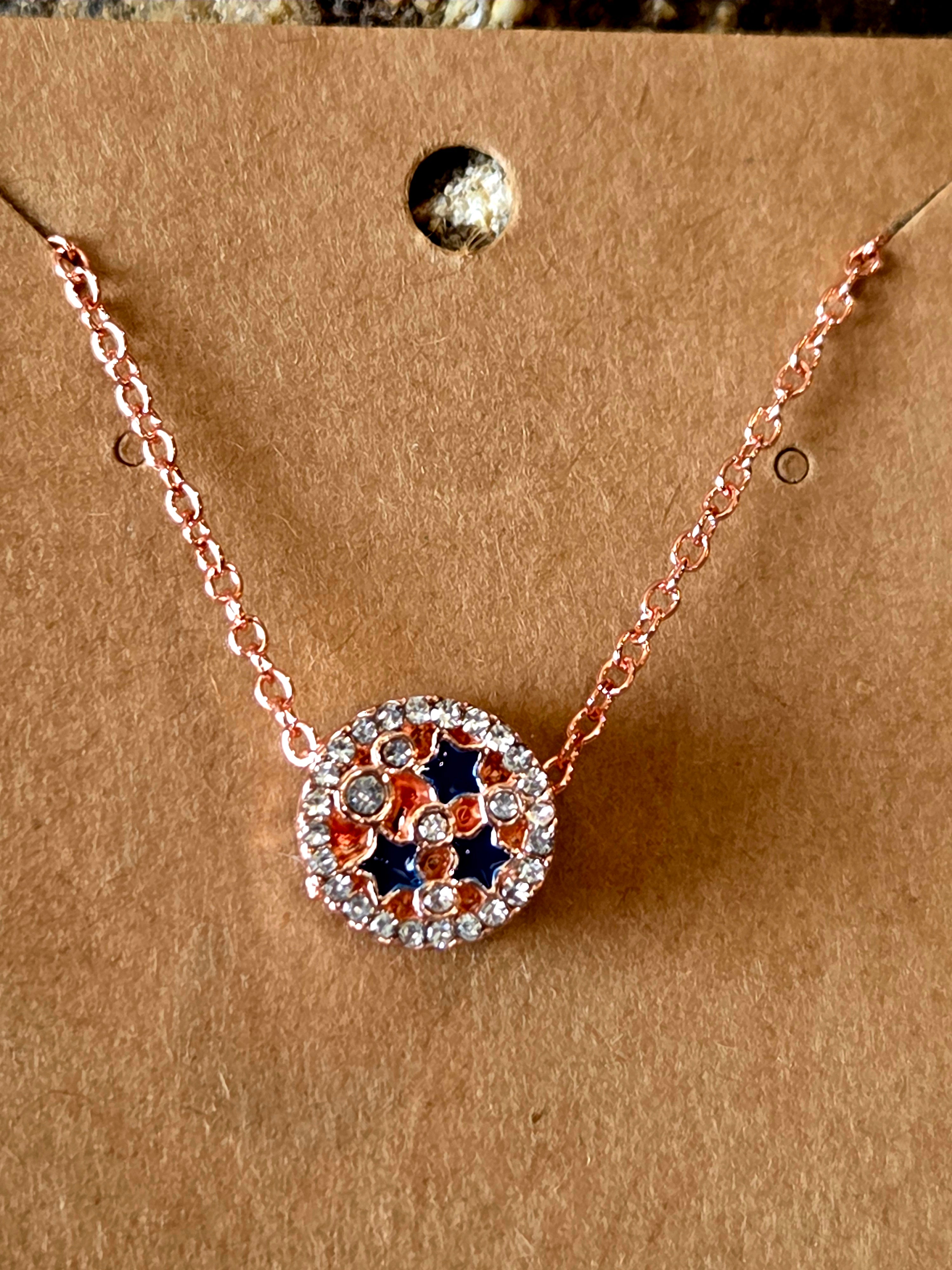 Star Pendant Bead with Rhinestone Accents - Geometric Design