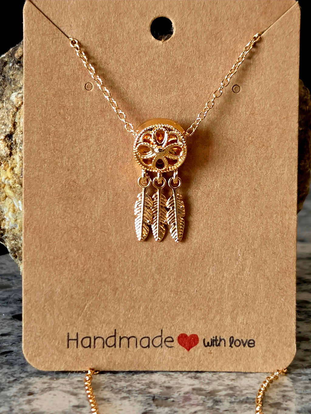 Dreamcatcher Pendant Necklace with Beaded Accents