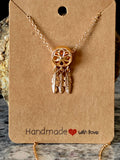Dreamcatcher Pendant Necklace with Beaded Accents