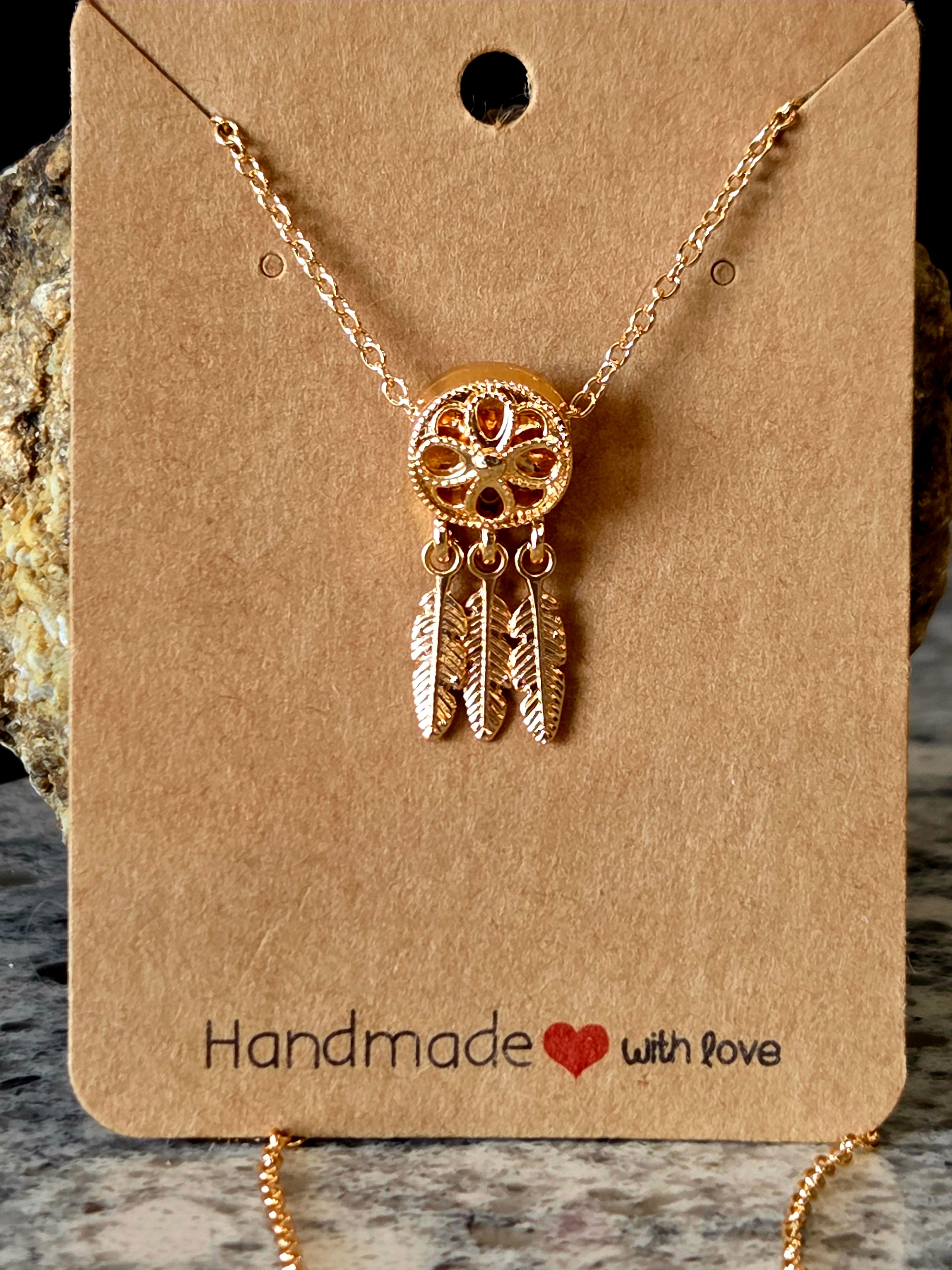 Dreamcatcher Pendant Necklace with Beaded Accents