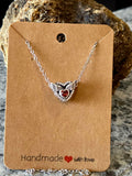 Silver Winged Heart Pendant Bead with Zircon Accents