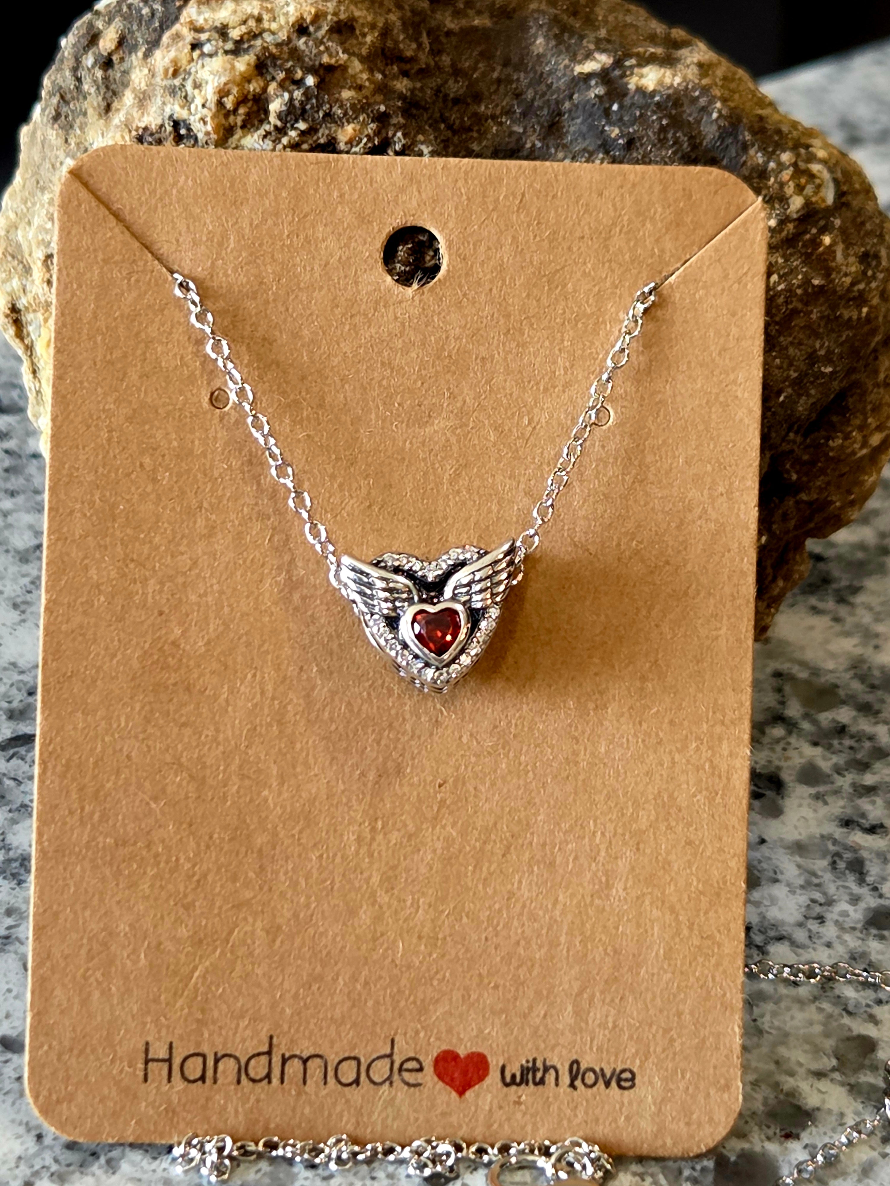 Silver Winged Heart Pendant Bead with Zircon Accents