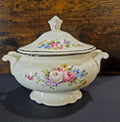 1950s Homer Laughlin Virginia Rose Sugar Bowl with Lid - Platinum Trim