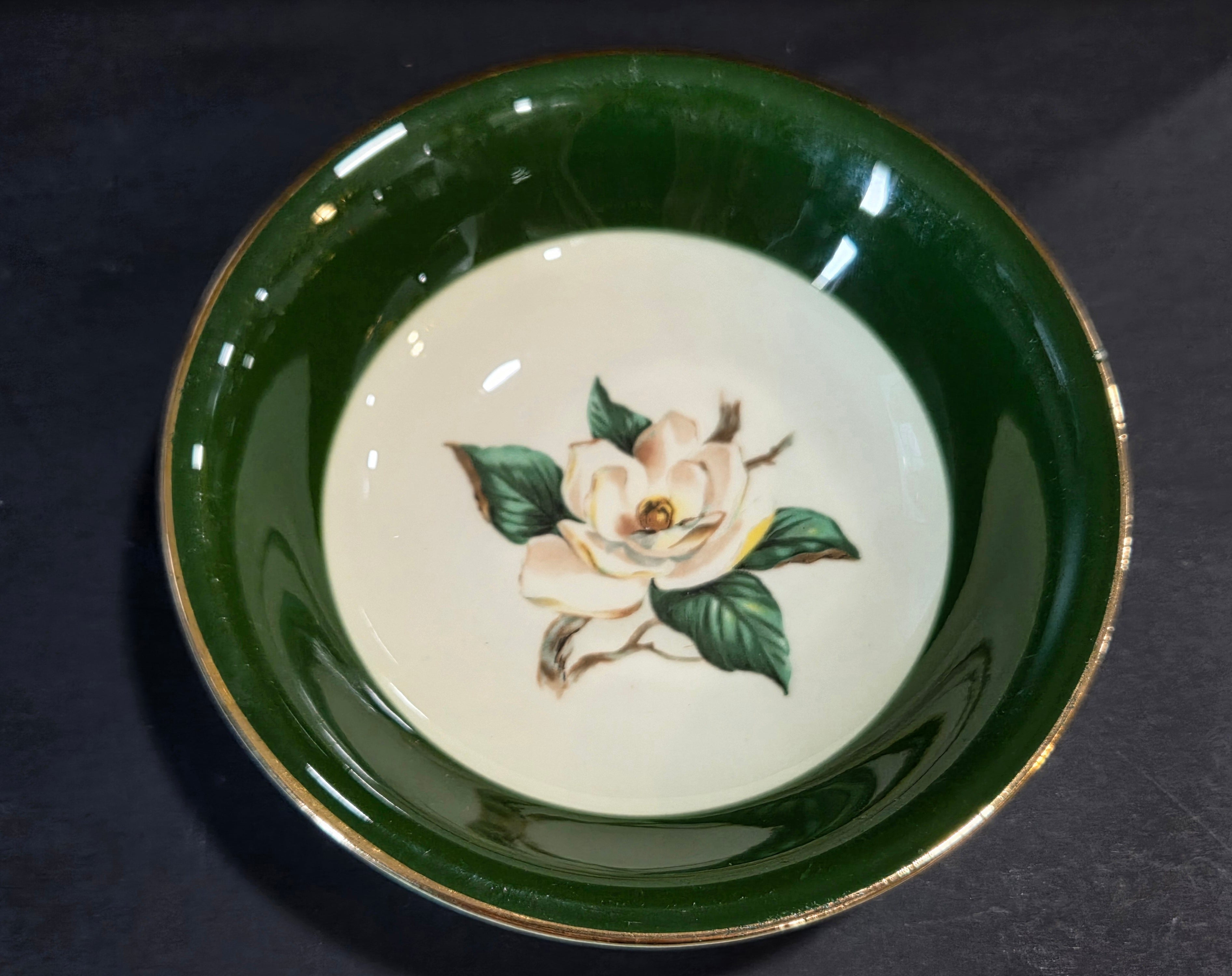 Lifetime Jaderose Fruit/Dessert/Sauce Bowl - Vintage USA China with Green Rim