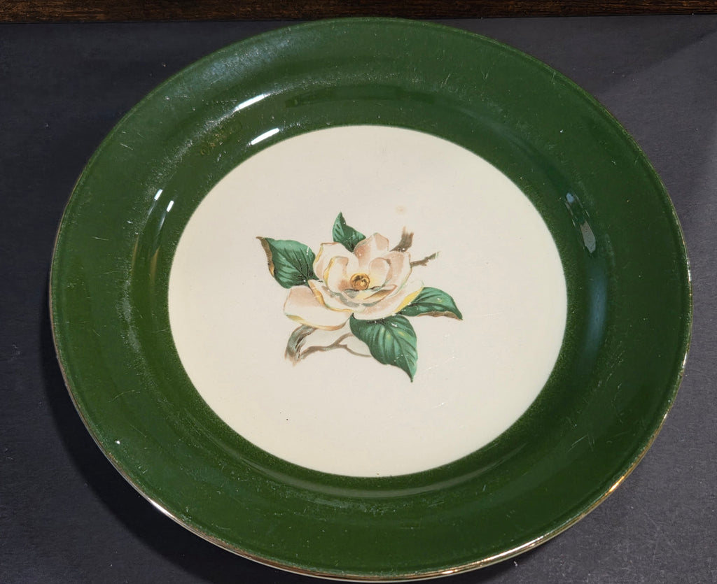 Lifetime Jaderose Salad Plate - Vintage USA China with Green Rim