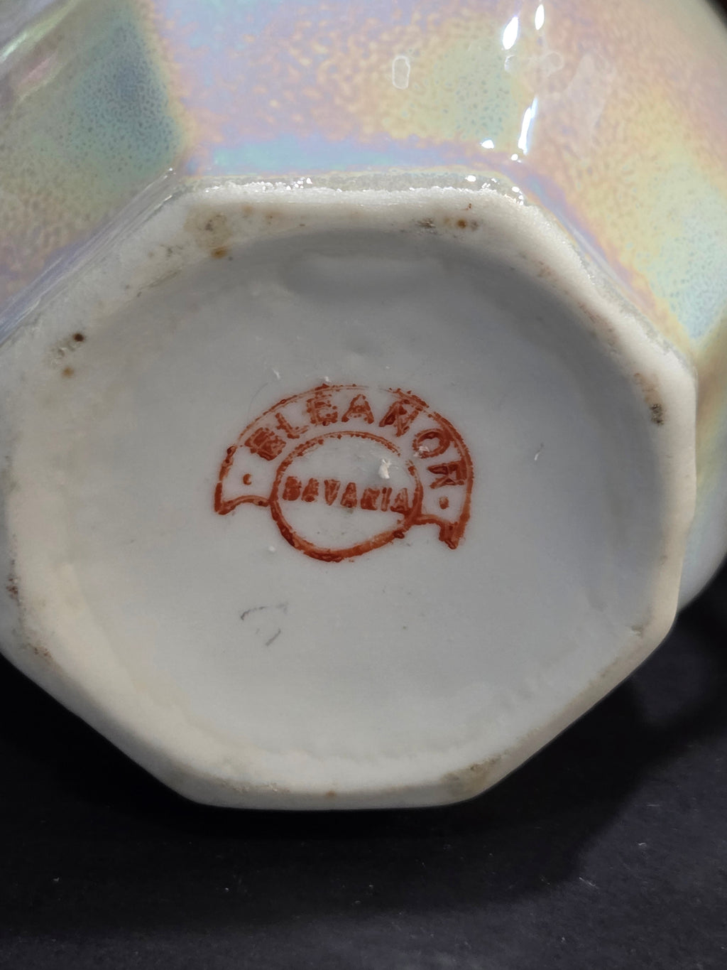 Eleanor Bavaria Lustreware Sugar Bowl with Lid - Hand-Painted Pink Roses