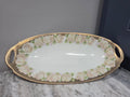 Bavaria Germany 10" Oval Relish Dish with Handles - Vintage Floral Porcelain
