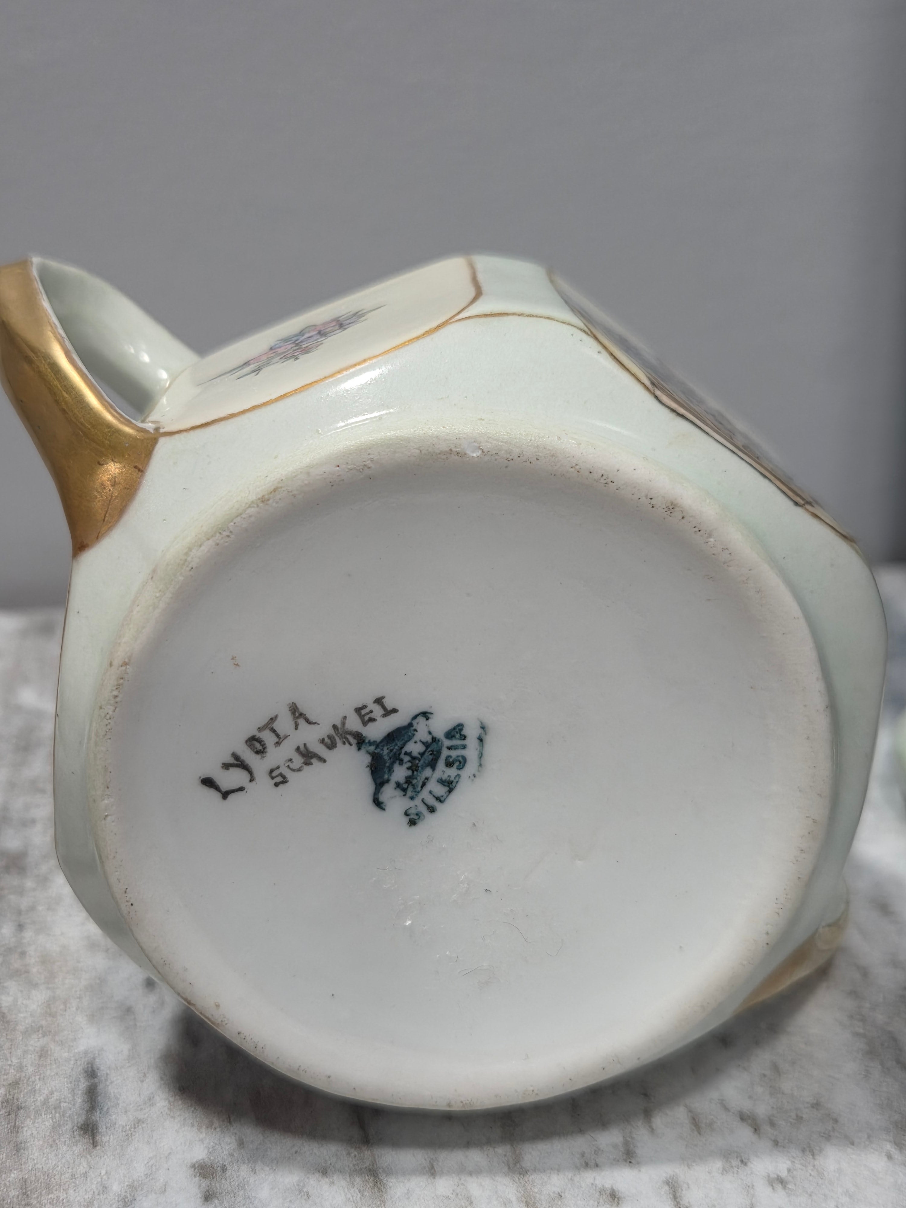 Vintage Silesia Hand Painted Creamer with Lid - Signed Lydia Schukel