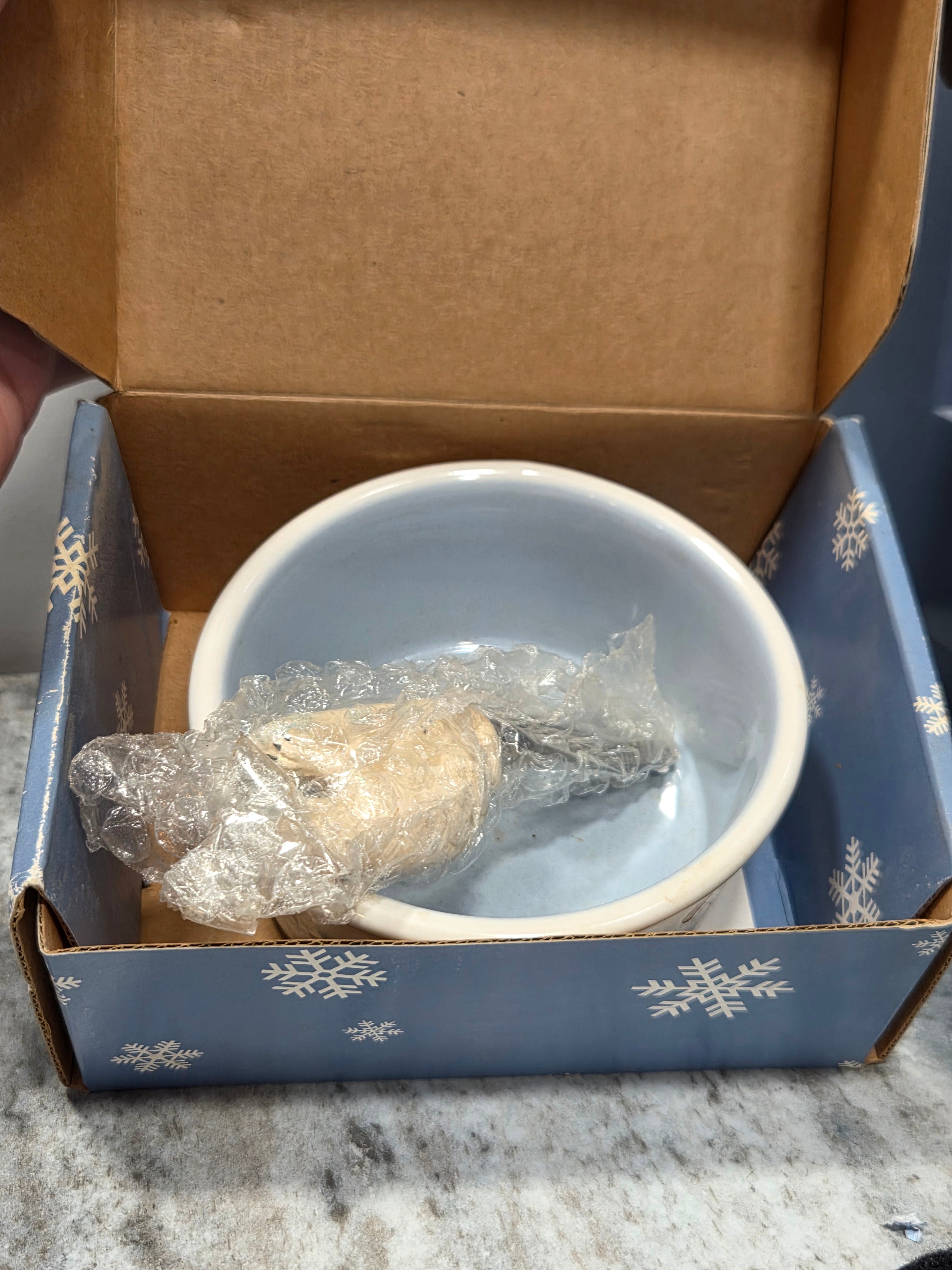 Pfaltzgraff Winter Frost Dip Bowl & Spreader Set - Discontinued with Original Box
