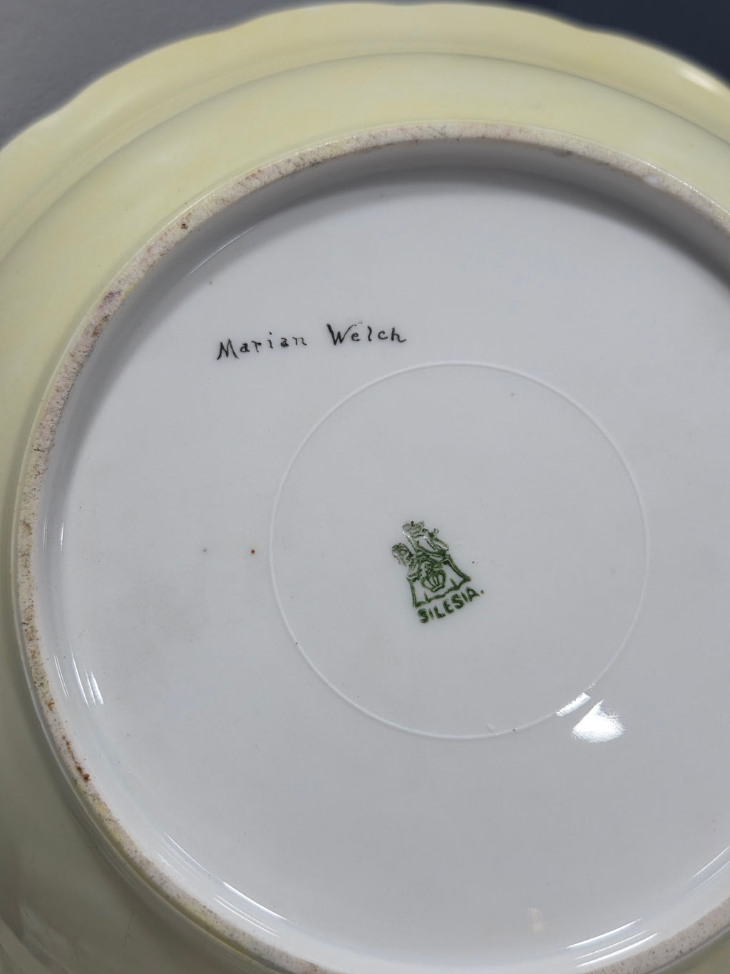 Antique Silesia Hand Painted Bowl - Signed Marian Welch, Early 20th Century