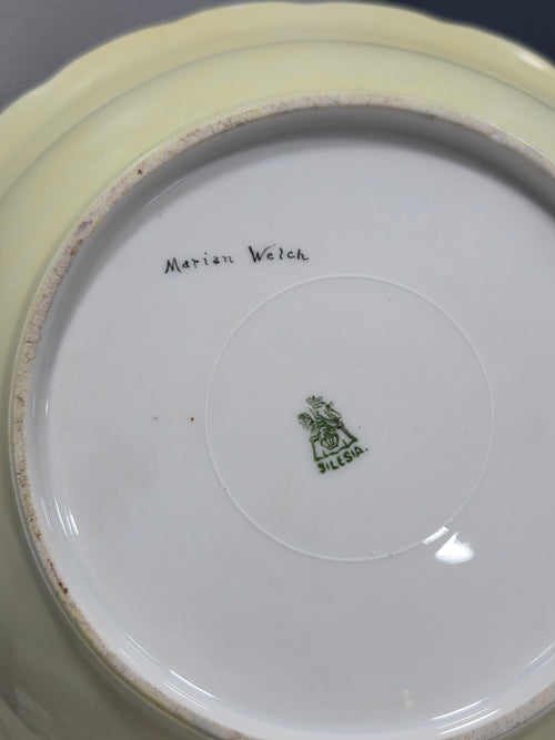 Antique Silesia Hand Painted Bowl - Signed Marian Welch, Early 20th Century