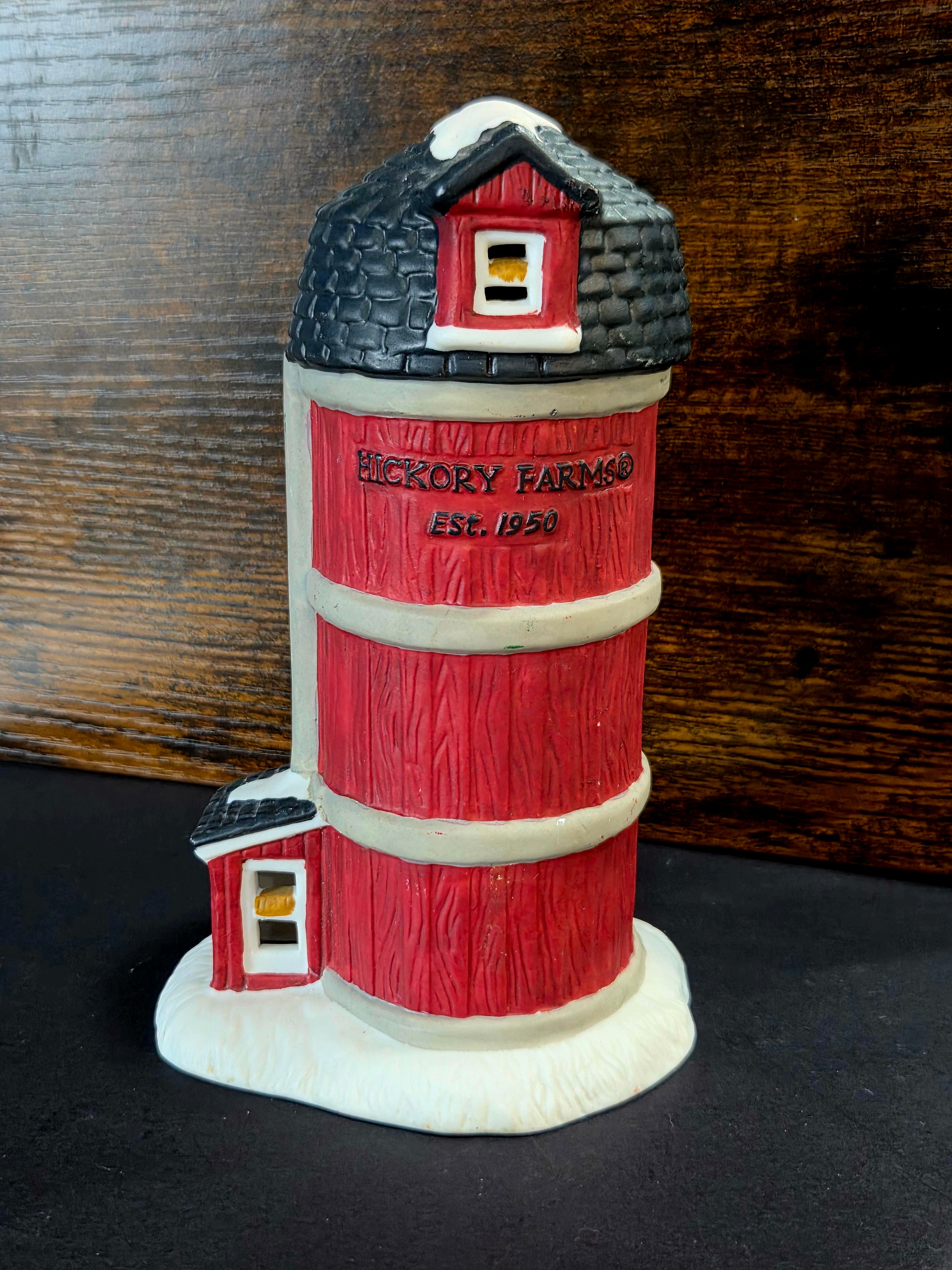 Vintage Hickory Farms Christmas Village Silo 1997