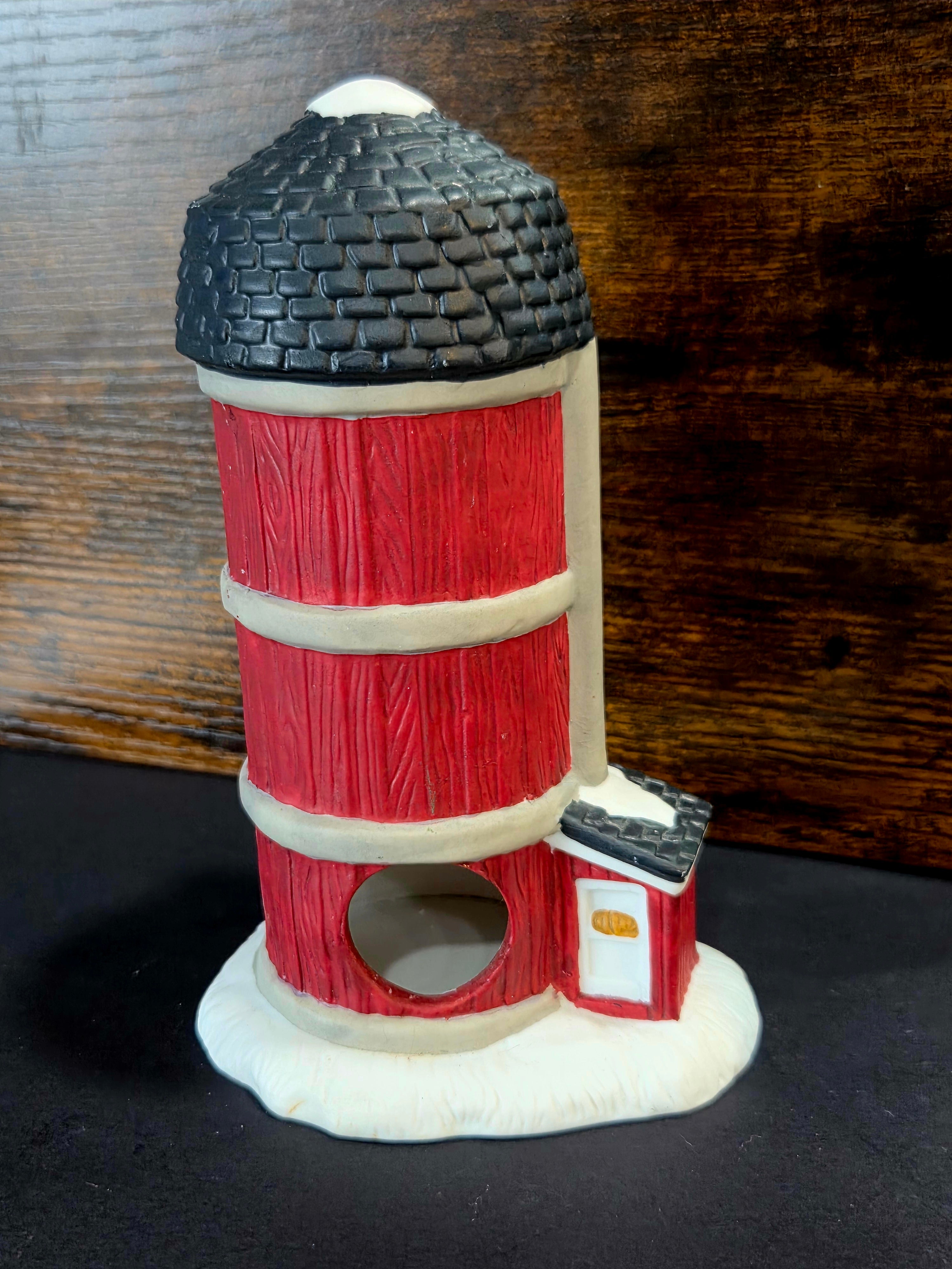 Vintage Hickory Farms Christmas Village Silo 1997