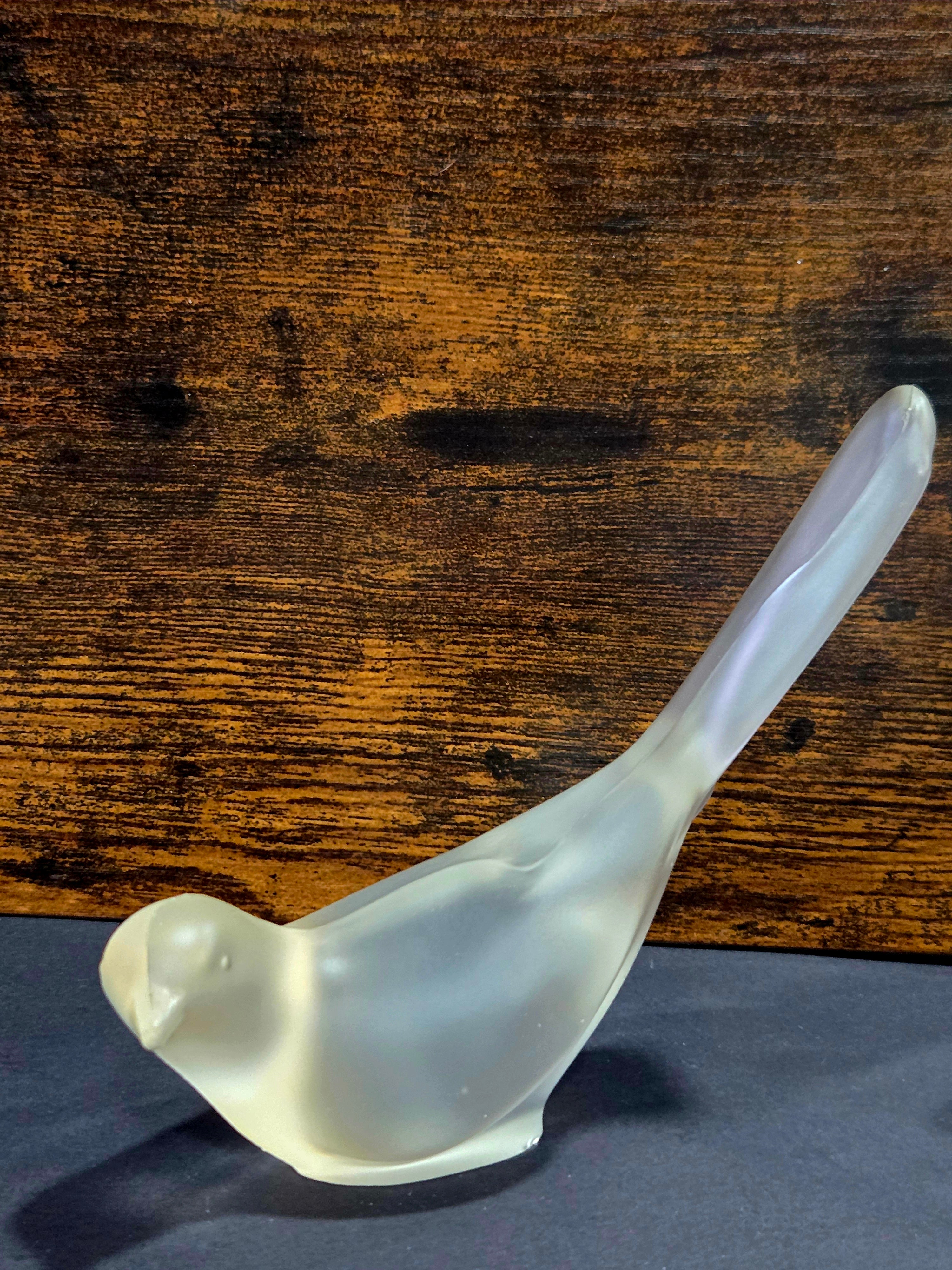Fenton Frosted Happiness Bird #5197 - Carnival Glass