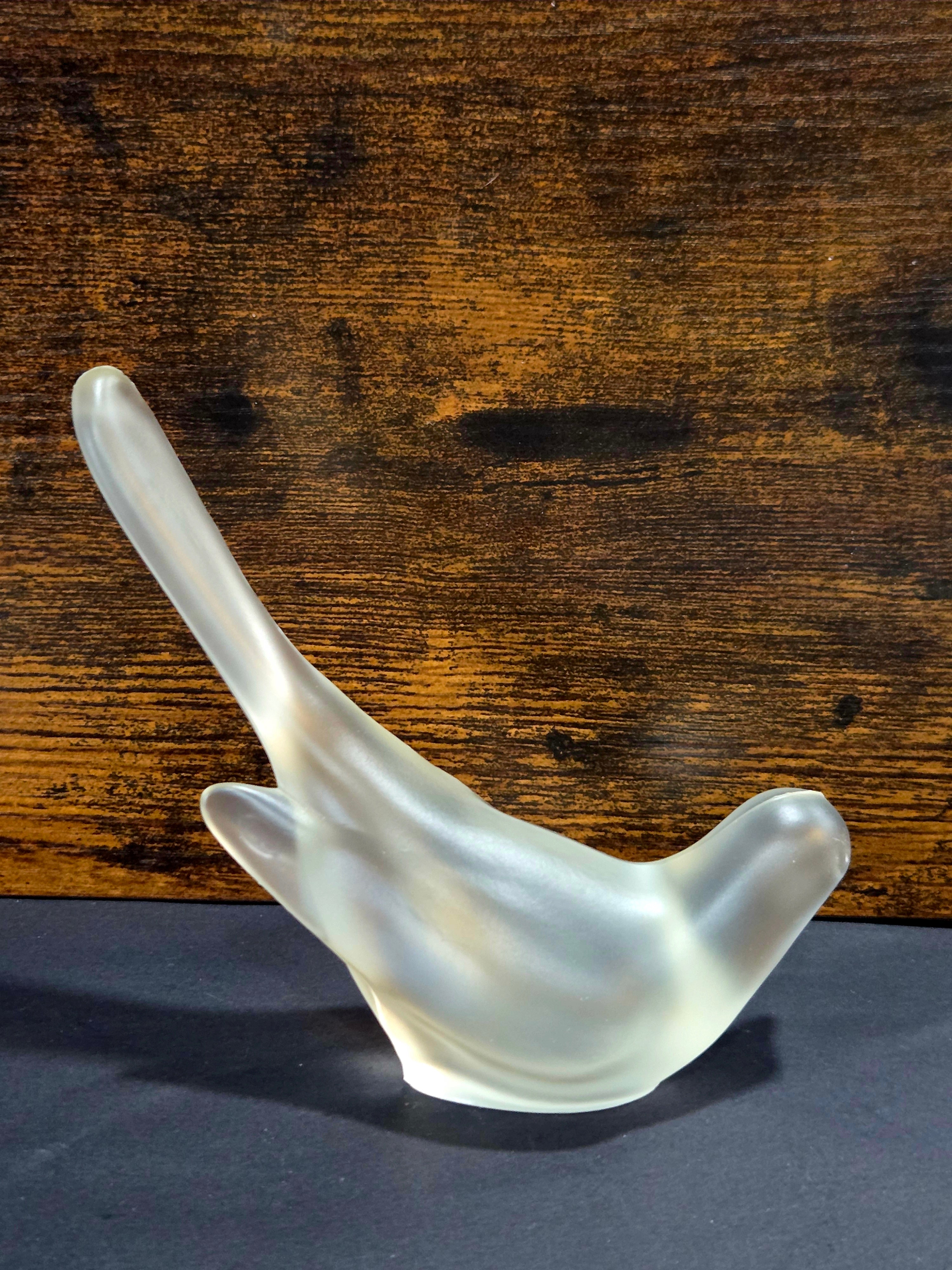 Fenton Frosted Happiness Bird #5197 - Carnival Glass