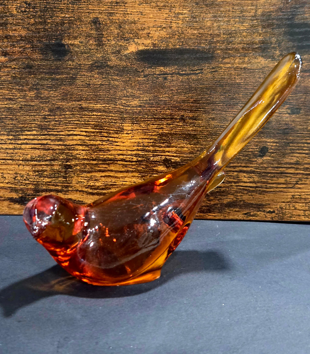 Fenton Amber Glass Bird of Happiness - Non-Decorated