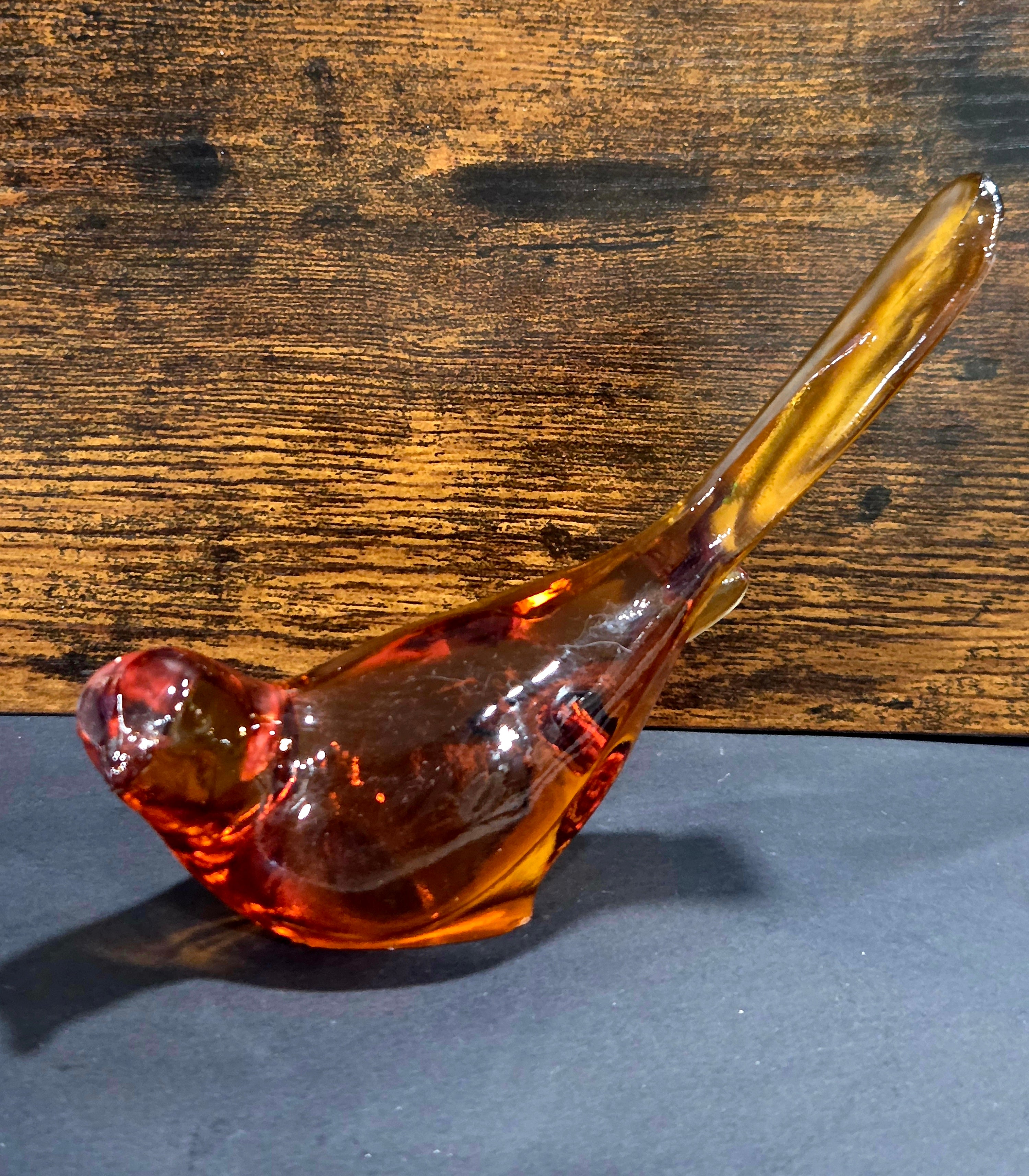 Fenton Amber Glass Bird of Happiness - Non-Decorated
