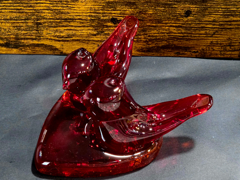 W Ward Double Cardinal of Love 1994 - Terra Glass Studios