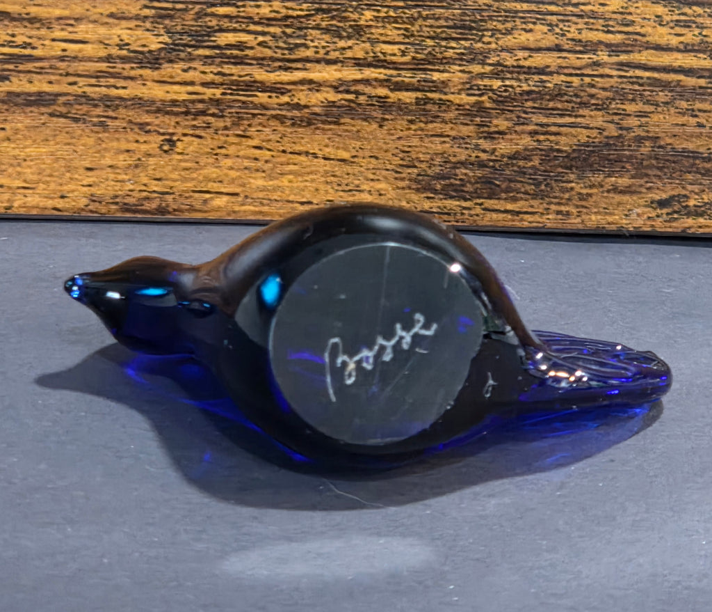 Walter Bosse Hand-Blown Cobalt Blue Bird - Swedish Art Glass